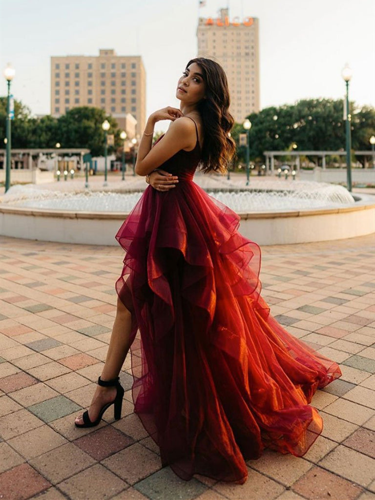 Burgundy High Low Prom Dresses, Wine ...